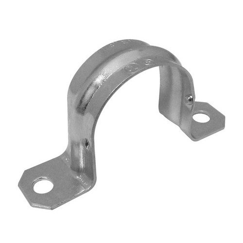 Morris Products 2 Hole EMT Pipe Strap – 3/4 Inch - Secures EMT Conduit - Zinc-Plated Steel - Reinforced Rib, Holes – Snap-On Installation – 50 Pieces