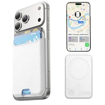 Fanseesy Carteira MagSafe, funciona com Apple Find My, 4 porta-cartões, carteira magnética para iPhone 17/16/15/14/13/12 Pro Max Air Plus, couro vegano com bloqueio de RFID, Branco, 4.17 x 2.83 x 0.51
