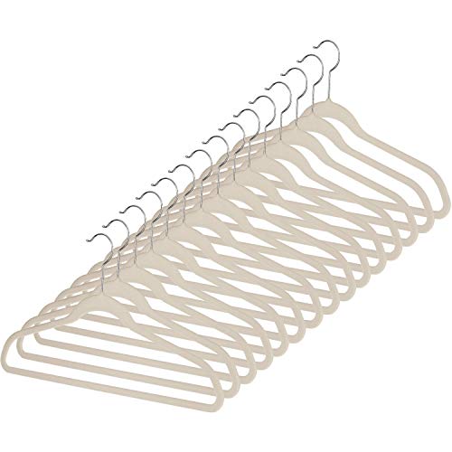 Whitmor Flocked Suit Hangers Set of 15 Beige