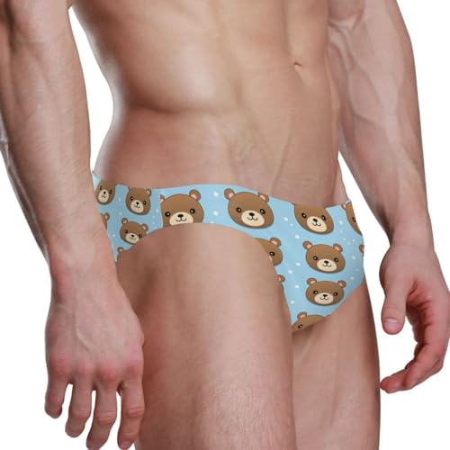 Men Swimming Kawaii Teddy Bear Bikini Swimsuit Swimwear Quick Dry Print Briefs S 212173483