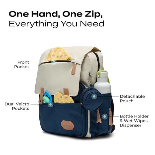 Image of Luxury Baby Diaper Bag For Mother Multi-Utility Backpack with Detachable Pouch - Spacious Travel & with Multiple Compartments, Padded Shoulder Straps, Side Pockets & Top Handle - Lightweight