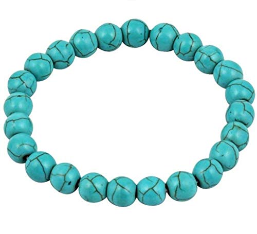 DHYANARSH 100% Original Certifed Natural Phiroza (Firoza/Turquoise) Stone Bracelet 8mm Gorgeous Semi-Precious Gemstones Healing Phiroza (Firoza) Beaded Bracelet Unisex