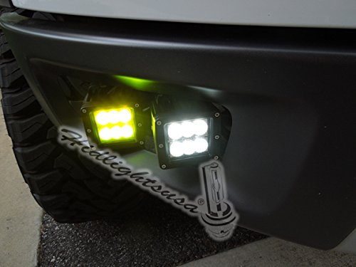 Gp-Xtreme Pair 3 Inches Square Cree Led 18W Waterproof Fog Driving Lights 4 Atv Jeep Truck With Yellow And Green Films #TOP6