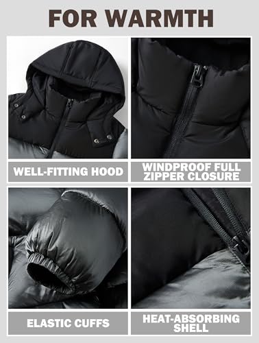 SOLOCOTE Boys Winter Coat Heavyweight Water-Resistant Hooded Quilted Puffer Thick Shiny Outerwear Kids Winter Jacket4