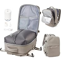 WEPOET Mochila Viaje al Vacío con Bomba, Mochila de Viaje Cabina Avion 40x30x20 Ryanair,Impermeable Mochila Compresion al Vacio para Portatil 15" Hombre y Mujer(Marrón grisáceo)