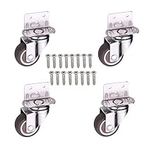 Norgail 4 Pack 1Inch L-Shaped Plate Swivel Caster, Ball Bearing L-Shaped Side Mount Plate Thermoplastic Rubber Wheel Metal Housing, Total Load Capacity 80Lbs/36Kg,Rotate 360 Degrees