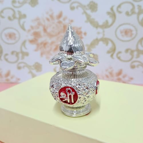 Image of ARNAVIRA 999 Silver Plated Kalash with Coconut Statue 3.5 Inch for Pooja Room /Home Decor /Gifting
