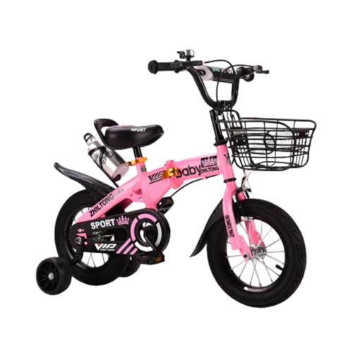子供自転車 子供用自転車 折り畳み可能 幼児用車 ダブルブレーキ 滑り止め 耐磨 補助輪付き 折り畳み式 携帯やすい 組み立てやすい 誕生日プレゼントクリスマスプレゼントこどもの日 プレゼント 女の子 男の子12/14/16/18インチ 3色 (ピンクA,
