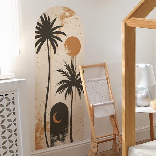 Vinilo decorativo grande arco boho palmera para pared miniatura 2