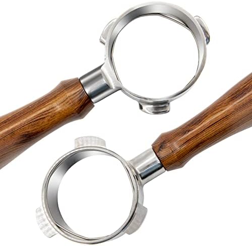 54mm Bottomless Portafilter Espresso Coffee Portafilter Compatible with Breville Barista Express, BES870XL, BES870BSXL, BES878BSS, BES880BSS, BES840XL (Wooden Handle-Dark Brown)