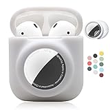 Picture of 2 in 1 Silicone Protective Skin Cover Compatible with AirPod 1&2 and AirTag, Soft Comprehensive Protective Case with 2 PCS TPU Screen Protector, Anti-Scratch Anti-Fall Anti-Lost(White)