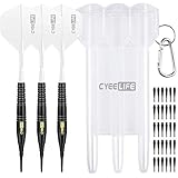 CyeeLife 18 Gr. Soft Dartpfeile mit Dart case und Zusätzliche Dart Spitzen(Weiß)