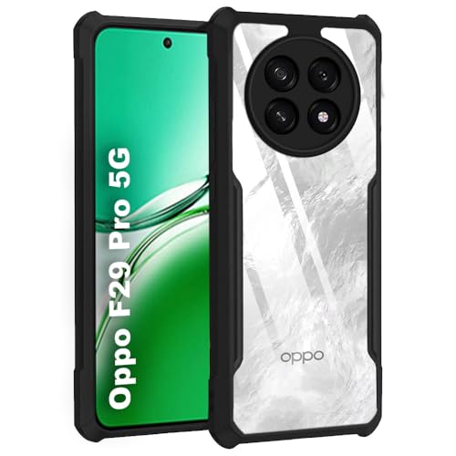 Image of TheGiftKart Shockproof Crystal Clear Back Cover Case for Oppo F29 Pro 5G | 360 Degree Protection | Protective Design | Transparent Back Cover Case for Oppo F29 Pro 5G (PC & TPU, Black Bumper)