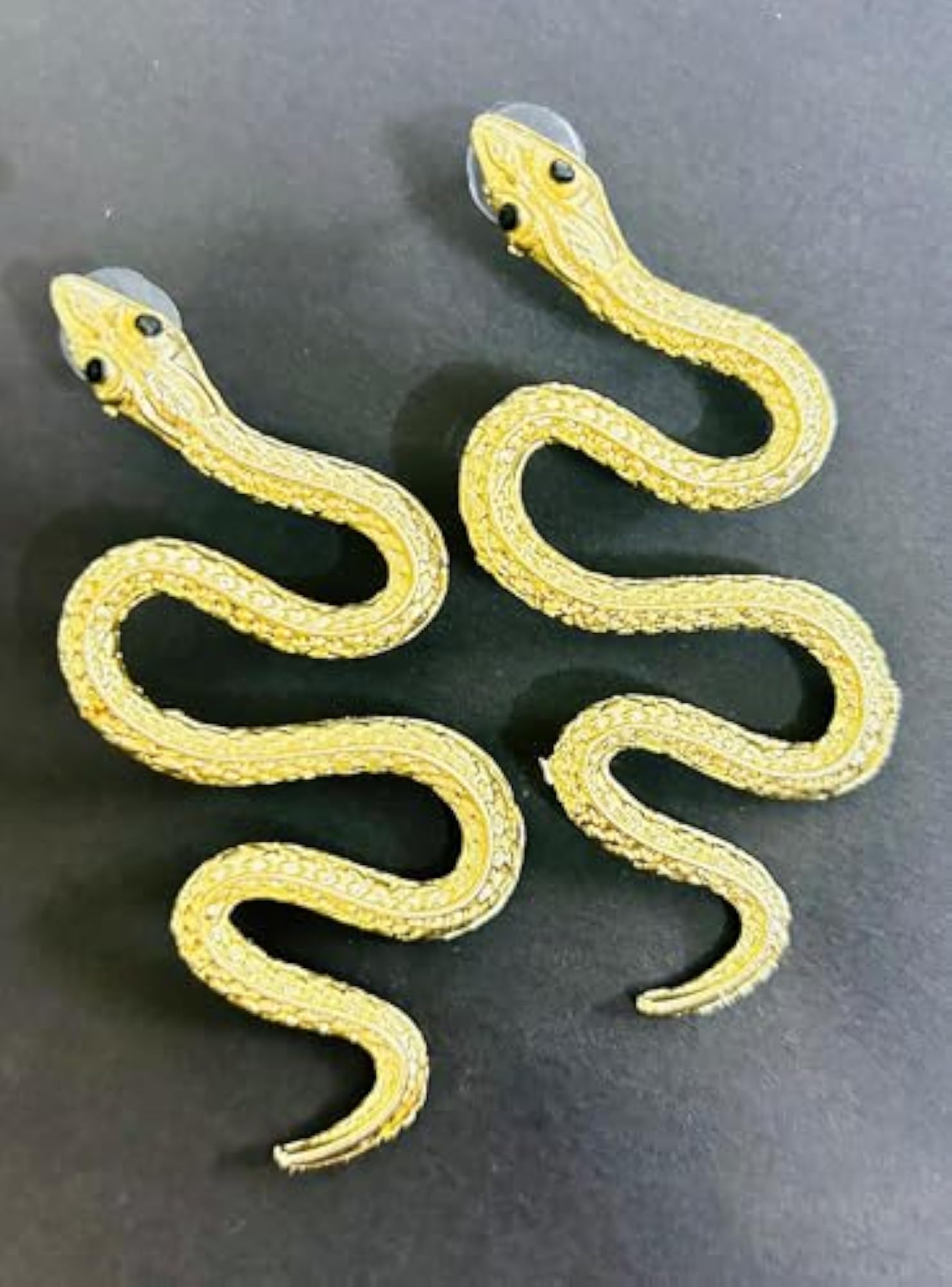 Women's Golden Viper Snake Statement Dangle Earrings