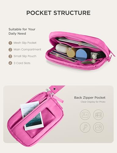 Image of Uselike Womens Wallet Card Holder Purse with Zipper Quilted Phone Wallet RFID Blocking Small Wristlet Wallets for Everyday, Travel (Raspberry Pink)