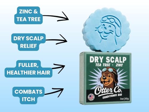 Image of Otter co. Tea Tree Conditioner Bar for Dry, Itchy, Flaky Scalp - Soothe and Hydrate - Zinc, Apple Cider Vinegar, Moisturizing Bar Conditioner - Vegan, Natural, Sulfate Free - All Hair Types, USA Made