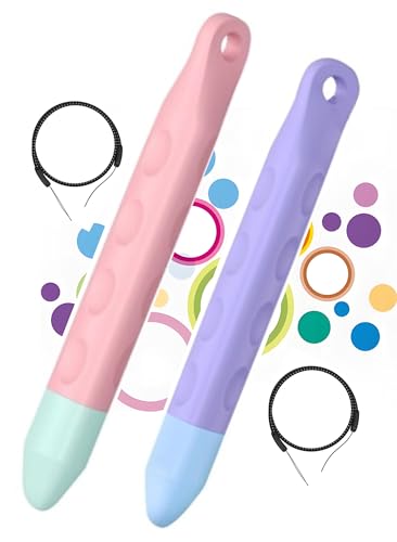 Kid-Friendly Tablet Stylus with Tether Purple and Pink Kids Pen for iPad AMZ Fire Kids and Kids Pro All AMZ Fire Tablets Samsung/Lenovo/Sufface Tablets All Touch Screen Devices (Purple + Pink)