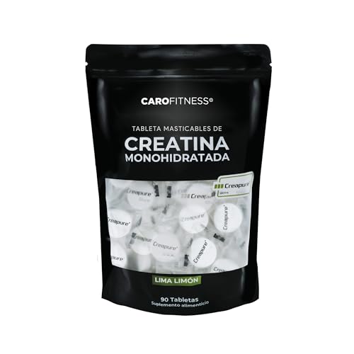 Creatinas, CAROFITNESS Comprimidos masticabes de Creatina Creapure sabor lima limón 90 tabletas.