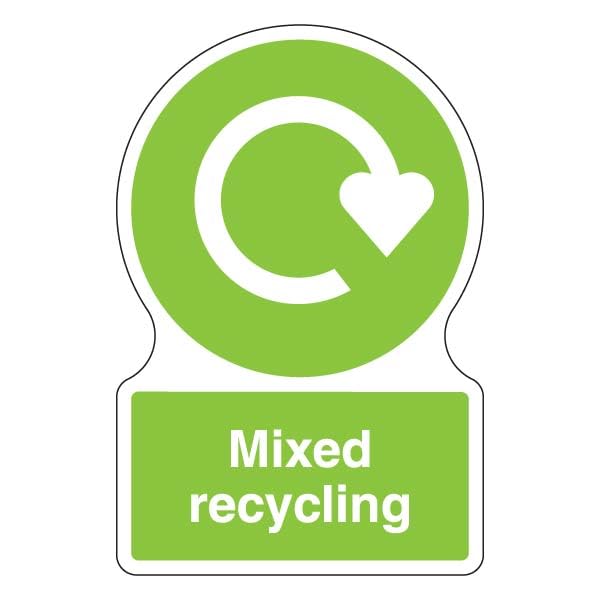 Panneau Mixed Recycling en plastique rigide 300x400mm V Safety Shaped WRAP