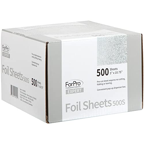 Forpro Expert Embossed Foil Sheets 500S, Aluminum Foil, Pop-Up Foil Dispenser, Hair Foils For Color Application And Highlighting Services, Food Safe, 5” W X 10.75” L, 500-Count #TOP2