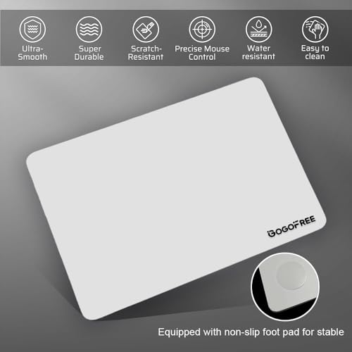 Image of Hard Gaming Mouse Pad, Professional Esport Tempered Glass Mouse Mat Ultra-Smooth Micro-Etched Surface for Top Speed and Control, Non-Slip Mousepad, Dirt & Scratch Resistant (White, 300mm*400mm)