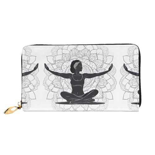 (Yoga Meditation) Print Women's Long Wallet Clutch with Zipper Multiple Card Slots Coin Pocket Elegant Ladies Purse