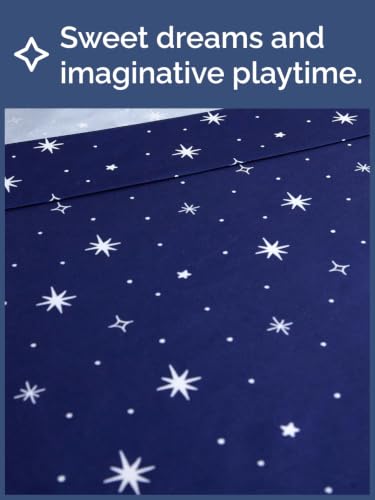 Image of Kids Full Size Starry Bed Sheets - 4 Piece Kids Starry Sheet Set - Celestial Night Bedding - Ultra-Soft, Cute & Cozy - Breathable & Machine Washable - Navy Bed Set for Boys, Girls, Teens & Toddlers