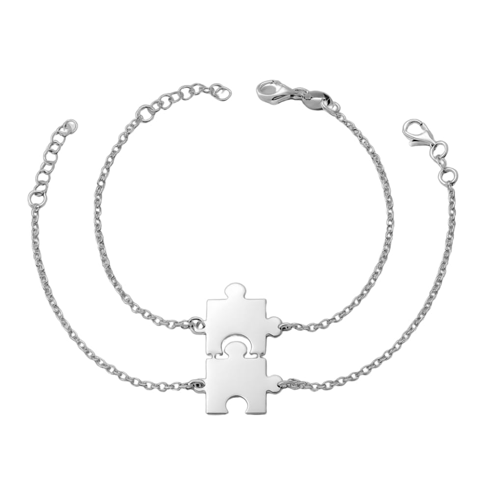Bracciali Puzzle Coppia in Acciaio Inox Personalizzati con Incisione | Set Braccialetti Amicizia o Amore | Gioiello Simbolico Regolabile | Idea Regalo per Fidanzati o Amiche