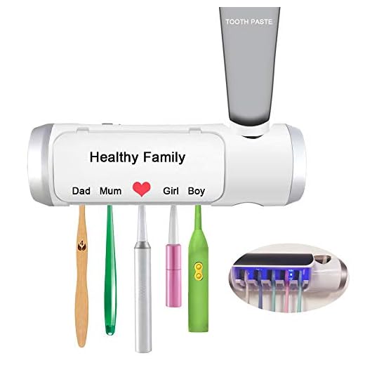 Aquatrend Toothbrush Rack Toothpaste Holder 5 Slots Bathroom Space Saving Family Kids Oral Cleaning with 3 PCS Paint Stickers