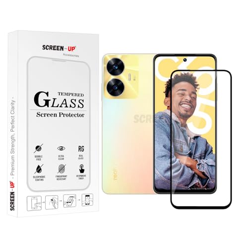 Image of ScreenUp Tempered Glass For Realme C55 - Ultra Clear, 9H Scratch Resistant, Full Coverage, Easy Install Screen Protector