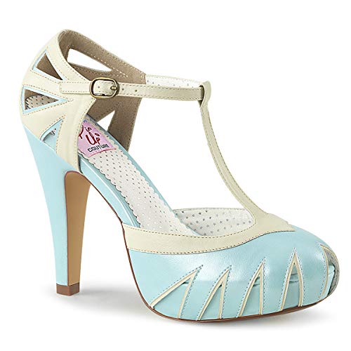 Pin Up Couture BETTIE-25 B. Blue-Cream Faux Leather UK 3 (EU 36)