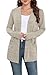 Yincro Womens Lightweight Cardigan Long Sleeve Open Front Casual Sweater Cardigans with Pockets (Khaki, M)