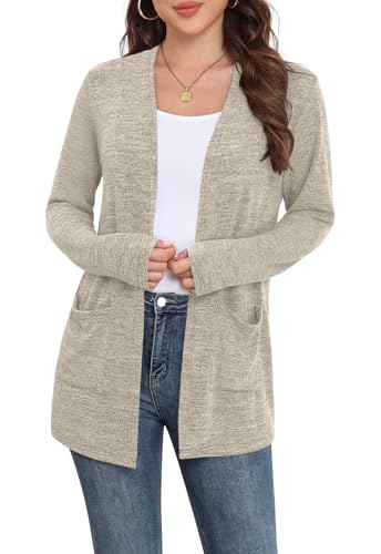 Image of Yincro Womens Lightweight Cardigan Long Sleeve Open Front Casual Sweater Cardigans with Pockets