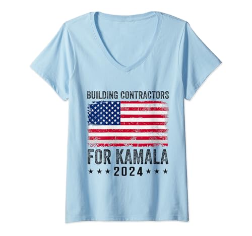 Mujer Contratistas de edificios para Kamala 2024 Camiseta Cuello V