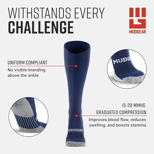Image of MudGear Graduated Compression Socks, Durable, Sweat-Resistant OCR Performance Socks with Cushioned Footbed, Made in USA
