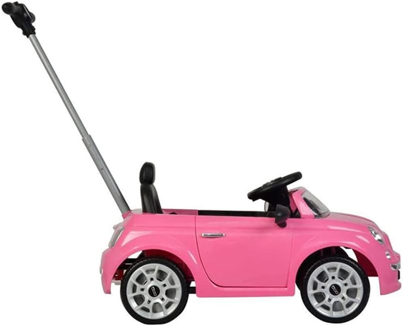 Lovely Baby Fiat 500 Push Ride-On Car for Kids/Children LB 3622H, Openable Door, Musical Steering, Safety Belt, Handle Control, Non-Scuffing Tires, Pink