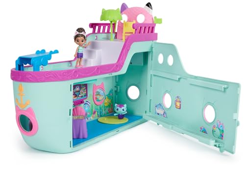Gabby's Dollhouse, Gabby Cat Friend Ship, Cruise Ship Toy with 2 Toy Figures, Surprise Toys and Dollhouse Accessories, Kids’ Toys for Girls and Boys 3+