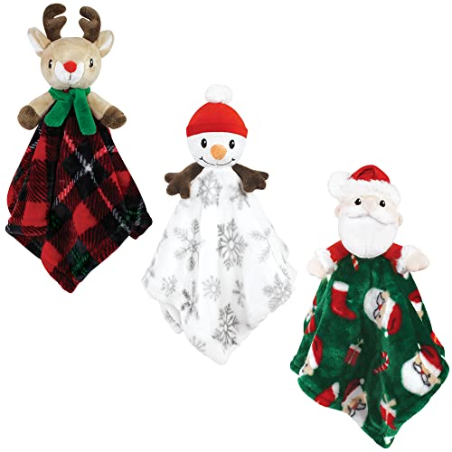 Image of Hudson Baby Unisex Baby Animal Face Security Blanket, White Snowman, One Size