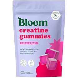 Bloom Nutrition Creatine Monohydrate Gummies, Berry Boost, 12 Servings | 5g Per Serving, Sugar Free Creatine Gummy for Workout, Strength, Cognitive Health & Lean Muscle Support, Gluten Free, Non GMO