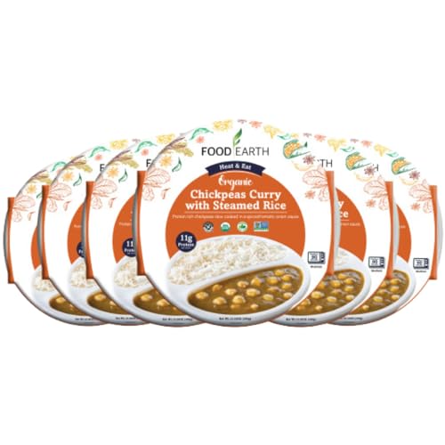 Food Earth Ready-to-Eat Chickpeas Curry with Steamed Rice – Healthy