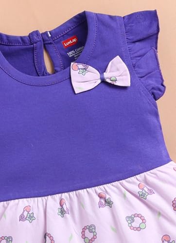 Image of LuvLap Baby Girls Regular Fit 100% Cotton Half Sleeve Girls Knee Length Frock Pack of 3