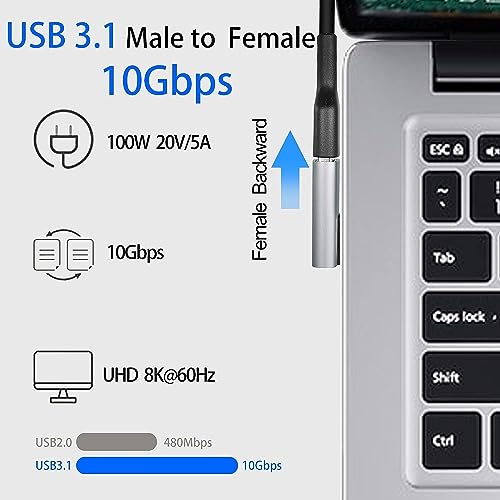 ETZIN 10Gbps 90 Degree USB 3.1 Adapter 1 Pack, Right Angle USB A Male to Female Converter Extender for PC, Laptop, USB A Charger, Power Bank and... - Image 5