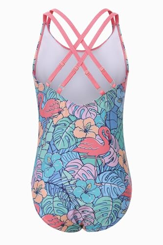 Image of Girls One Piece Swimsuits,Girls Bathing Suits with Adjustable Straps,Kids Hawaiian Floral Swimwear 3-16 Years