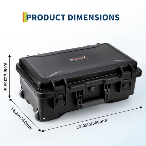 Image of GarveeTech Protective Case,Heavy Duty Protective Dry Box Case with Padded Dividers and Wheels,Waterproof Travel Camera Case Dustproof and Impact Resistant,22 inch x 14 inch x 9 inch,for Travel, Hunt