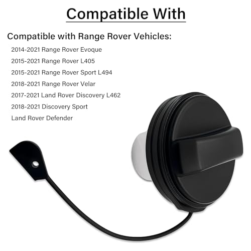 Image of Gas Cap, Fuel Cap Fit for Range Rover Evoque 2014-2021 Range Rover Sport 2015-2021 Velar 2018-2021 Discovery Sport 2017-2021 Land Rover Defender, Replace Part LR178173 LR138720 Fuel Tank Filler