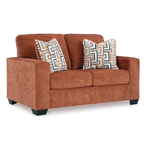 Signature Design by Ashley Loveseat Sofa, Aviemore, Orange Chenille