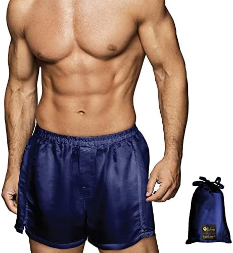 Tara Sartoria Luxury Artisan Silk Boxers For Men, Pure Natural Mulberry Silk, Mens Silk Boxers Blue