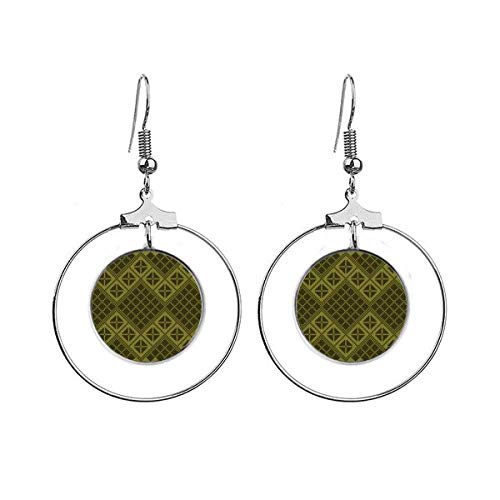 Boucles d'oreilles pendantes losange vert au design géométrique chic
