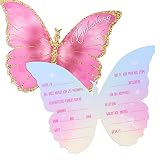 COLOFALLA 12 Stück Einladungskarten Kindergeburtstag Mädchen Schmetterling Party Einladung Karte zur Geburtstag Frauen Junge Geburtstagseinladungen (Schmetterling)