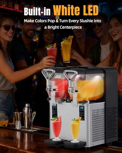 Image of Slushie Machine for Commercial & Home Use, 4L x 2 Tank Margarita Machine